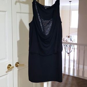 NWT SL Fashions Drape Front Mini Dress with sequin inset SZ 14